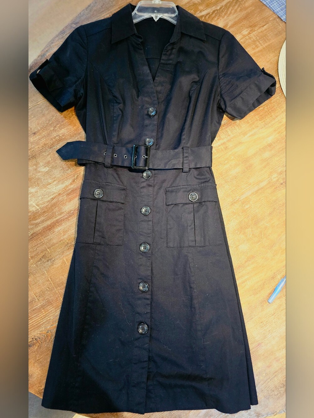 The Limited Black Cargo Belted Safari Shirt Dress Size 10 EUC